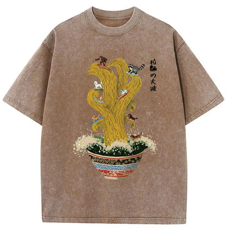 Tokyo-Tiger Ramen Surfing Washed T-Shirt