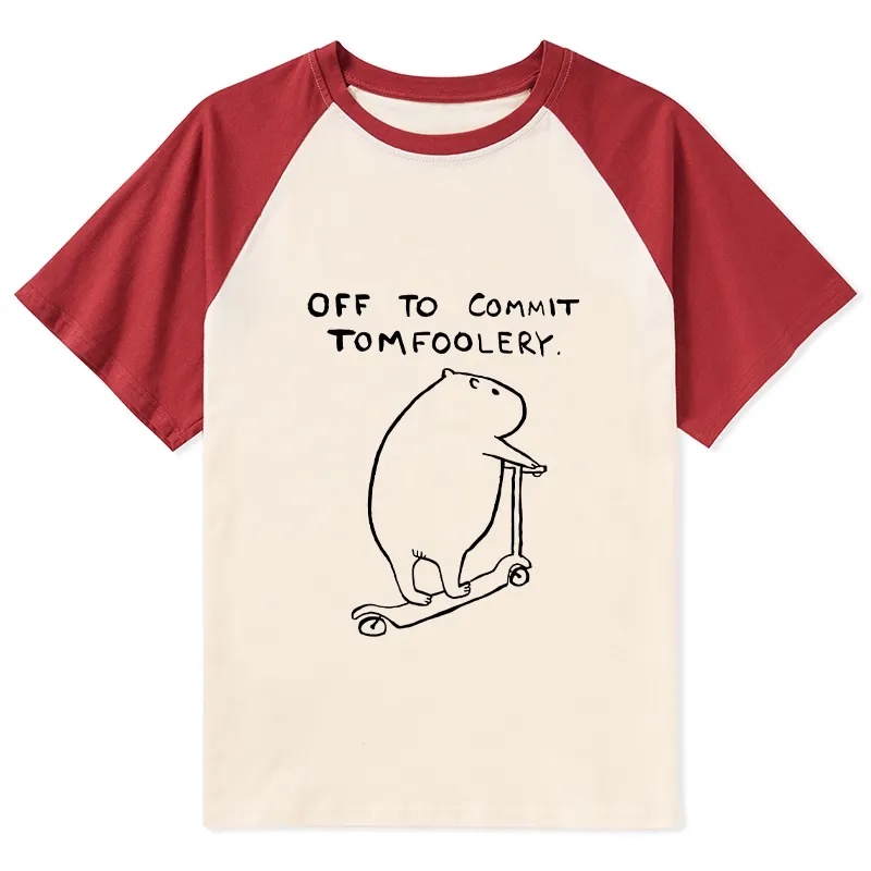 Tokyo-Tiger Capybara Is Ready To Do Something Bad Raglan T-shirt