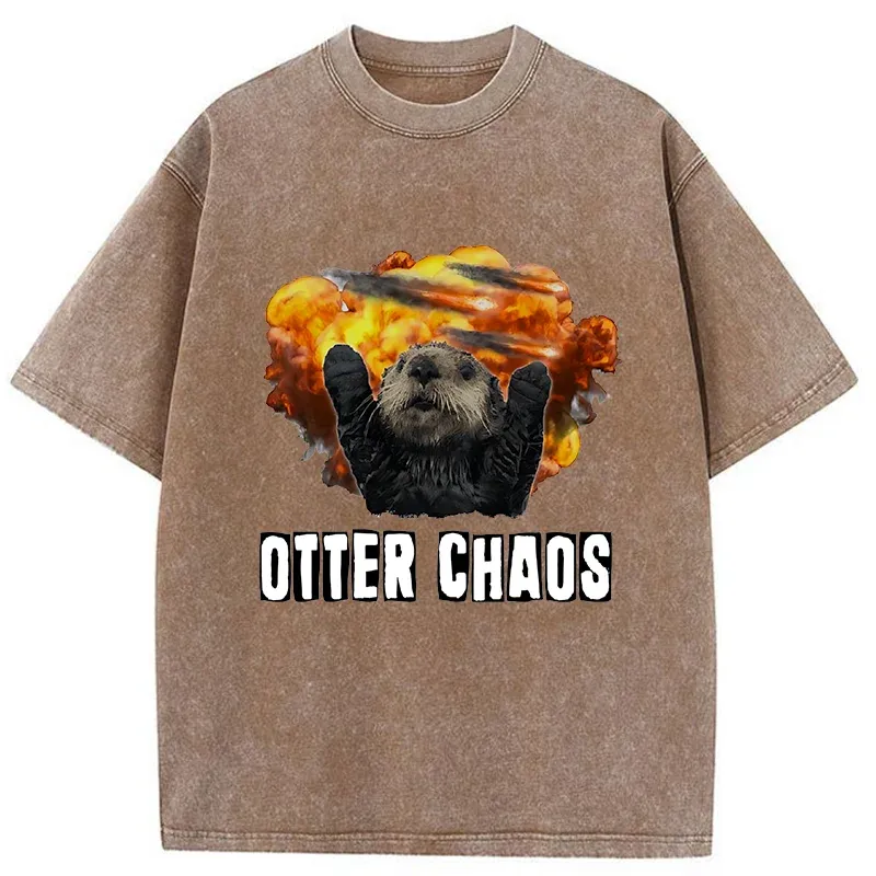 Tokyo-Tiger Utter Chaos Funny Washed T-Shirt