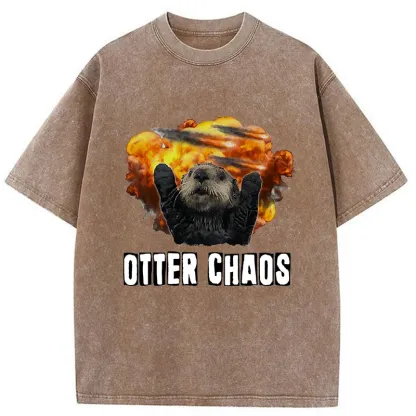 Tokyo-Tiger Utter Chaos Funny Washed T-Shirt