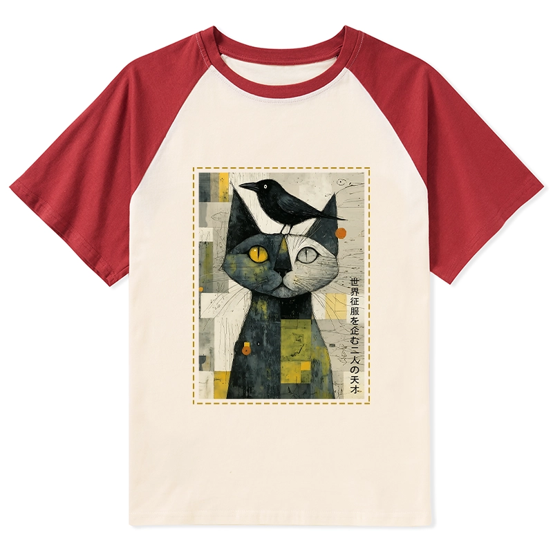 Tokyo-Tiger The Cat And The Crow Are Planning To Rule The World Raglan T-shirt