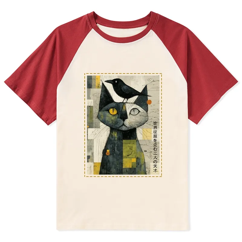 Tokyo-Tiger The Cat And The Crow Are Planning To Rule The World Raglan T-shirt