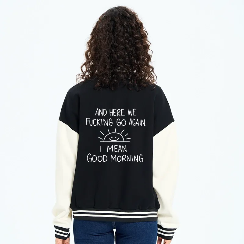 Tokyo-Tiger Different Meanings Of "Good Morning" Embroidery Varsity Jacket