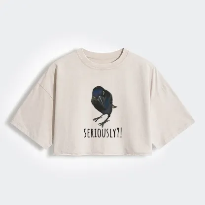 Tokyo-Tiger Raven's Question Women's Washed Crop T-Shirt