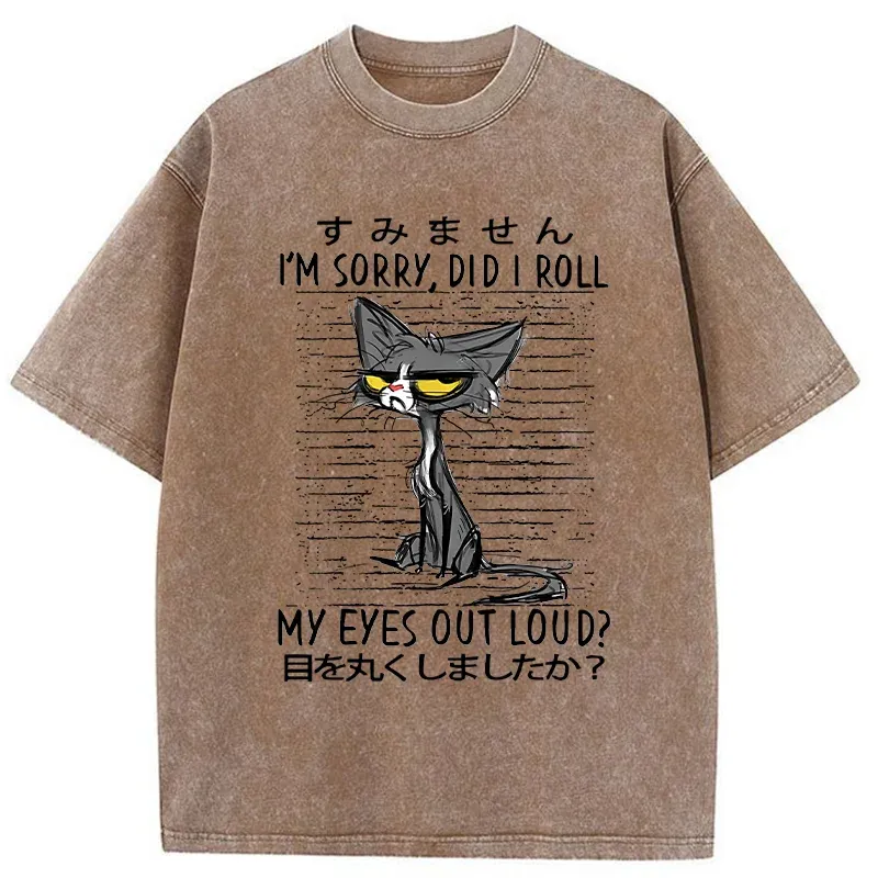 Tokyo-Tiger Arrogant Black And White Cat Washed T-Shirt