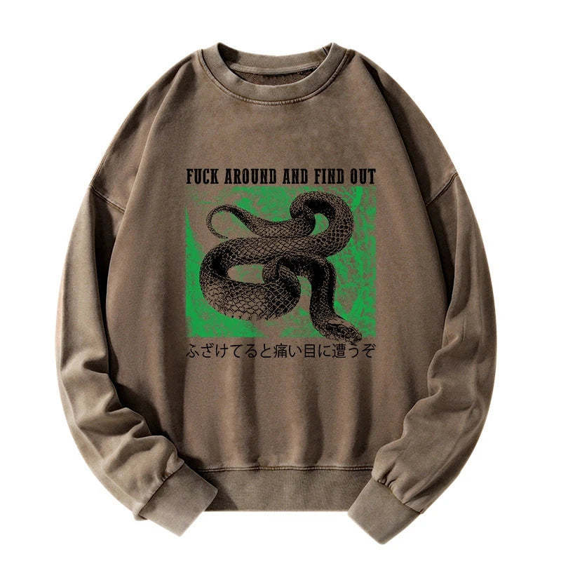 Tokyo-Tiger Cold And Heartless Snake Washed Sweatshirt