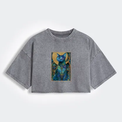 Tokyo-Tiger The Cat’s Plan To Rule Them All Women's Washed Crop T-Shirt