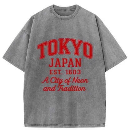 Tokyo-Tiger Tokyo Japan Retro Washed T-Shirt