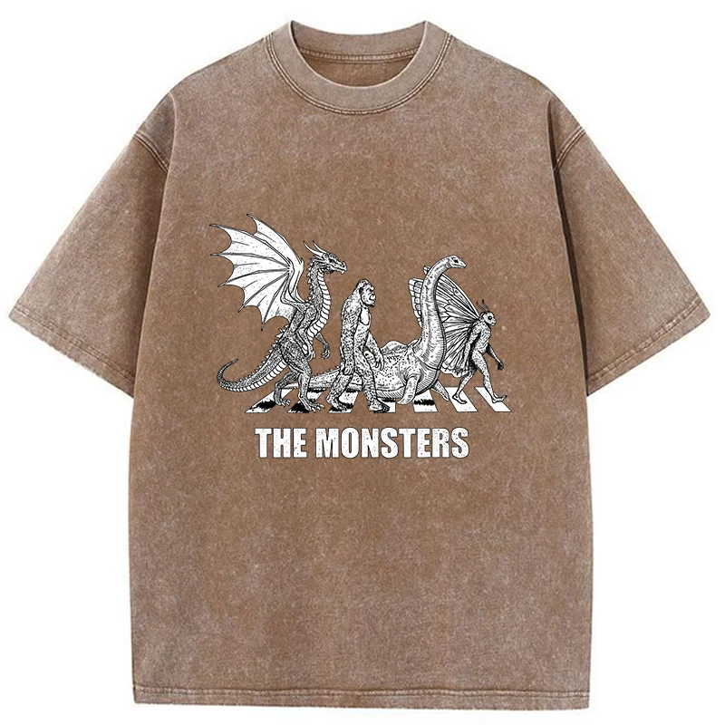 Tokyo-Tiger Monsters Crossing The Road Washed T-Shirt