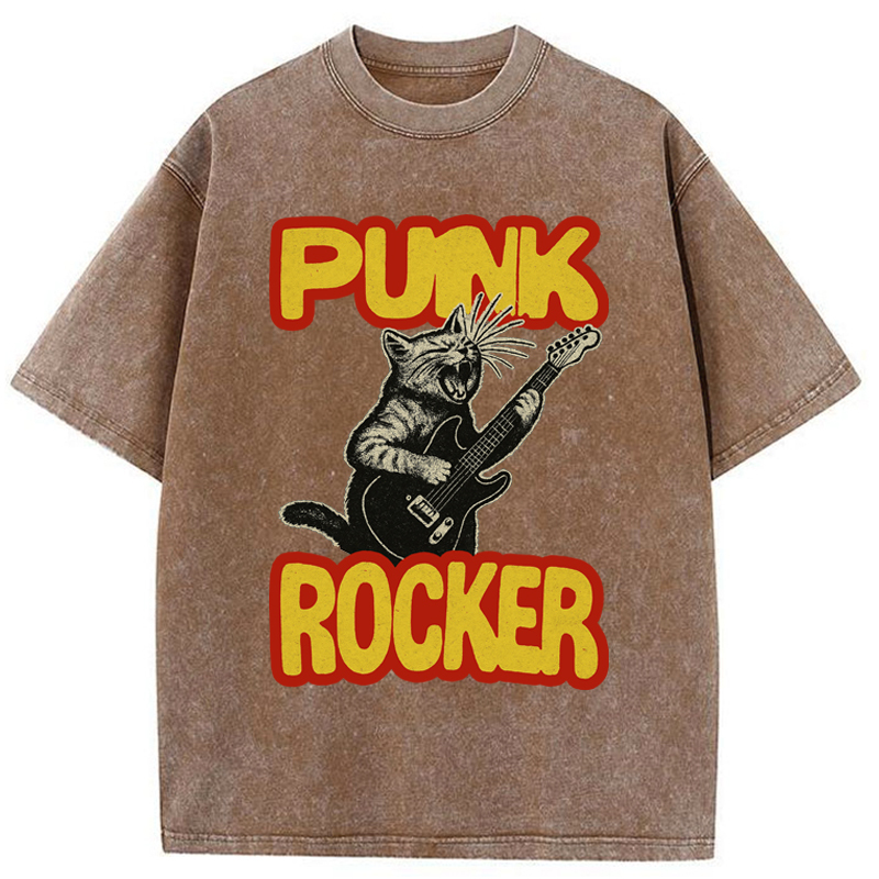 Tokyo-Tiger Punk Rock Kitty Washed T-Shirt
