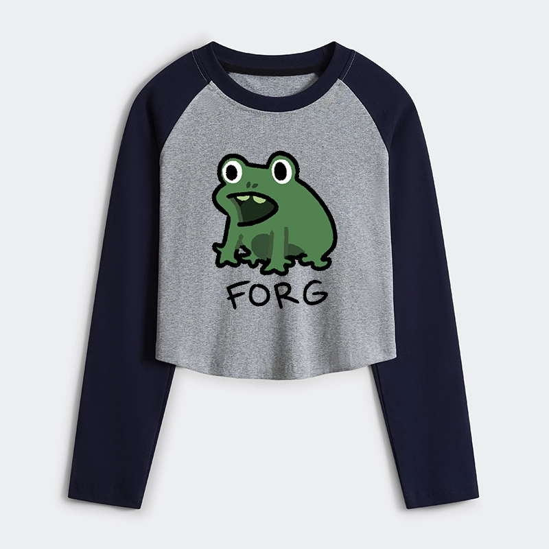 Tokyo-Tiger Funny Forg Japan Women's Crop Raglan T-Shirt