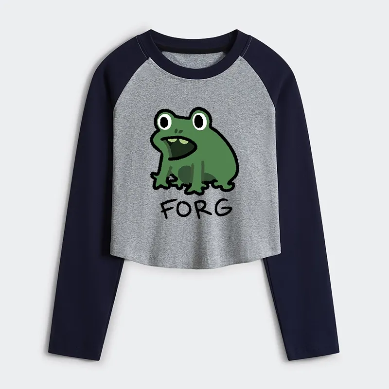 Tokyo-Tiger Funny Forg Japan Women's Crop Raglan T-Shirt