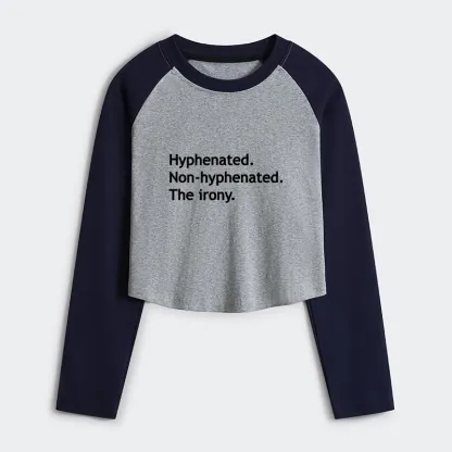 Tokyo-Tiger Hyphenated Funny Women's Crop Raglan T-Shirt