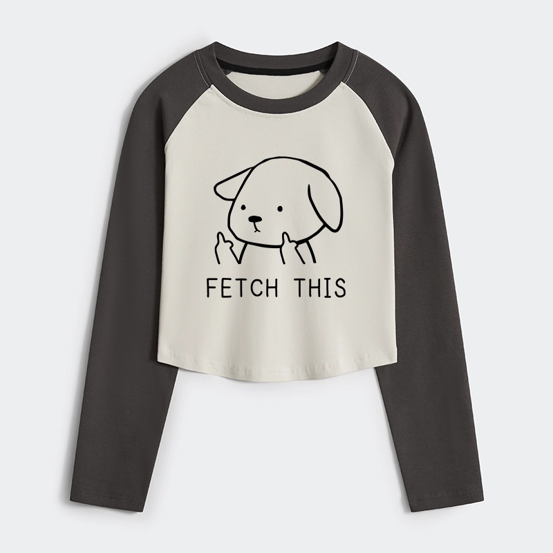Tokyo-Tiger Fetch This Dog Women's Crop Raglan T-Shirt