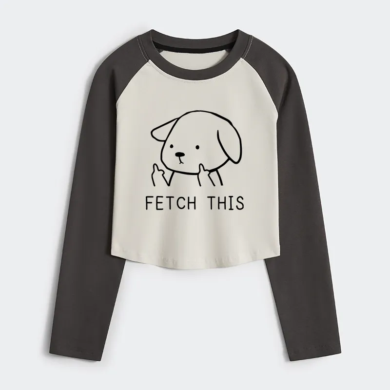 Tokyo-Tiger Fetch This Dog Women's Crop Raglan T-Shirt