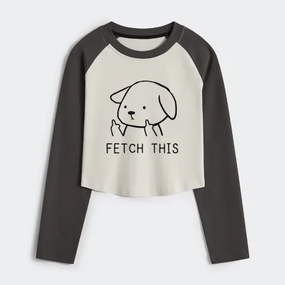 Tokyo-Tiger Fetch This Dog Women's Crop Raglan T-Shirt