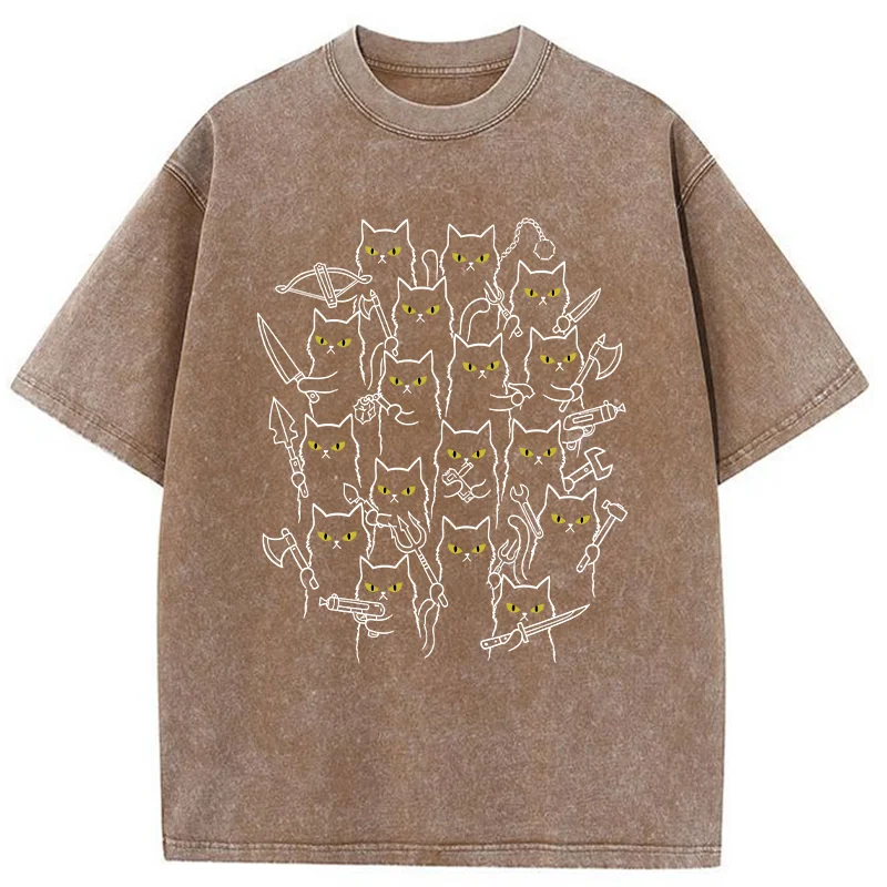 Tokyo-Tiger Various Branches Of The Cat Army Washed T-Shirt