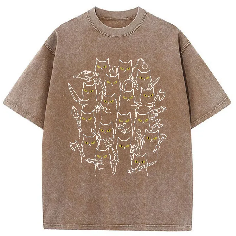 Tokyo-Tiger Various Branches Of The Cat Army Washed T-Shirt