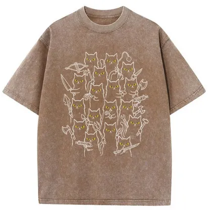 Tokyo-Tiger Various Branches Of The Cat Army Washed T-Shirt