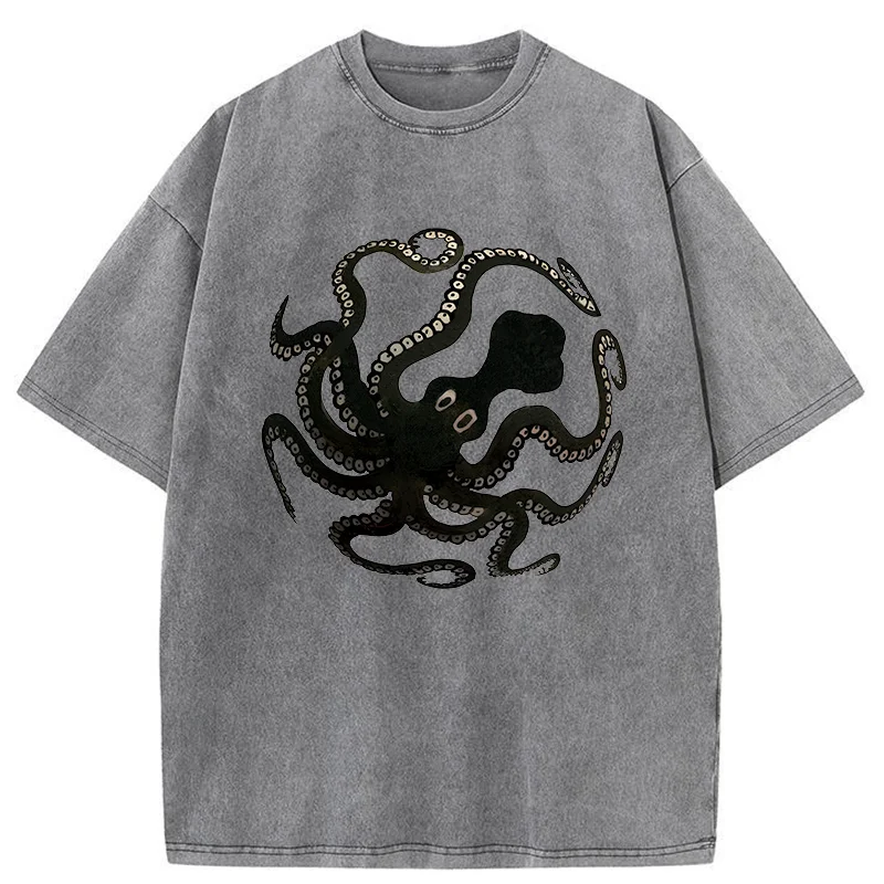 Tokyo-Tiger Octopus Surrounds Washed T-Shirt
