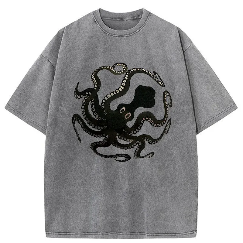 Tokyo-Tiger Octopus Surrounds Washed T-Shirt