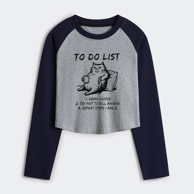 Tokyo-Tiger Cat's To-Do List Women's Crop Raglan T-Shirt