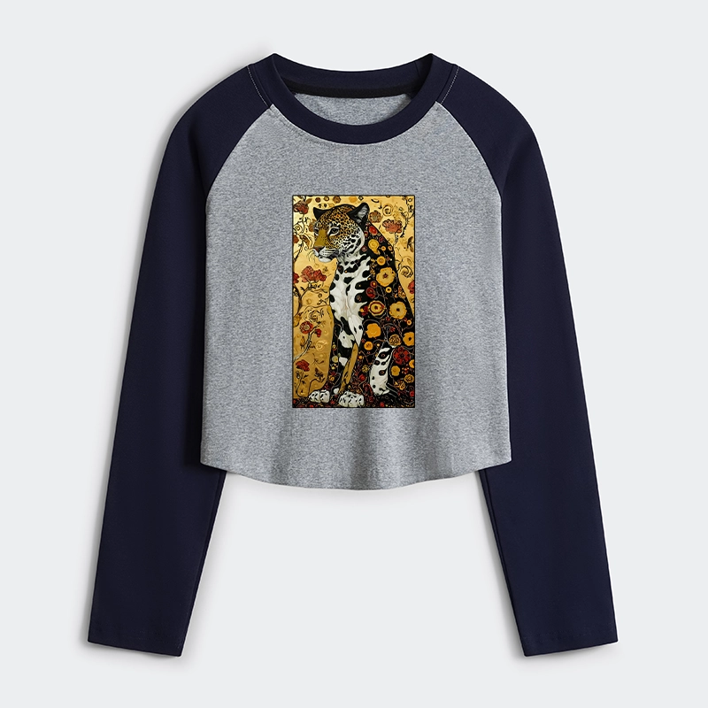 Tokyo-Tiger Magnificent Leopard Women's Crop Raglan T-Shirt