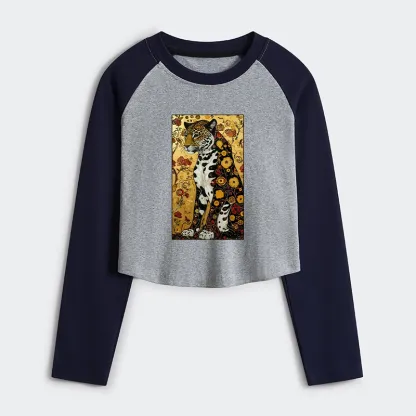 Tokyo-Tiger Magnificent Leopard Women's Crop Raglan T-Shirt