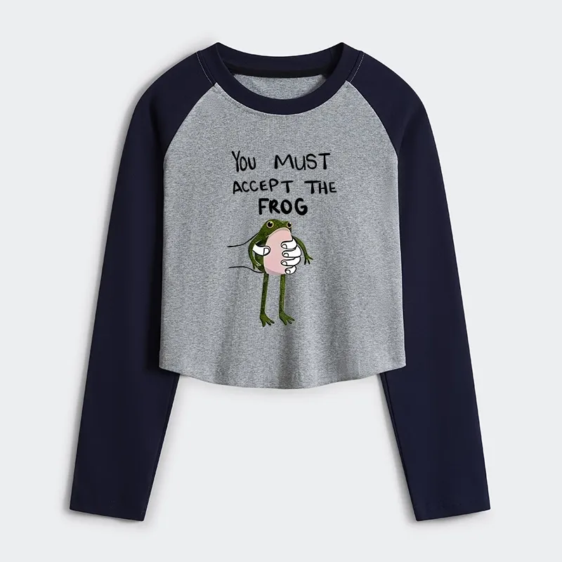 Tokyo-Tiger Accept This Frog Women's Crop Raglan T-Shirt