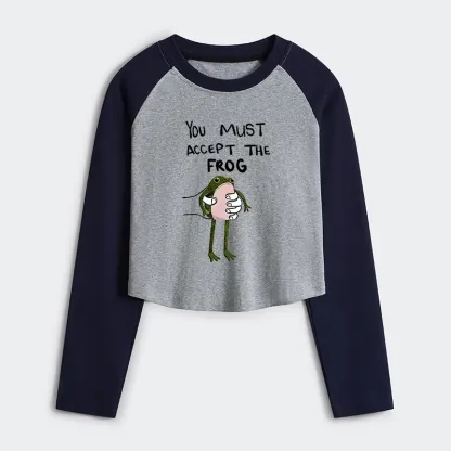 Tokyo-Tiger Accept This Frog Women's Crop Raglan T-Shirt