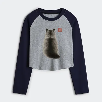 Tokyo-Tiger Cat's Back Ink Painting Women's Crop Raglan T-Shirt