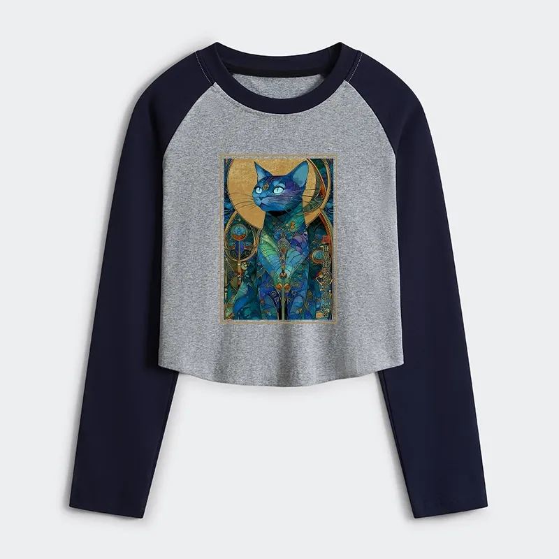 Tokyo-Tiger The Cat’s Plan To Rule Them All Women's Crop Raglan T-Shirt