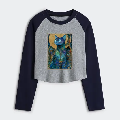 Tokyo-Tiger The Cat’s Plan To Rule Them All Women's Crop Raglan T-Shirt