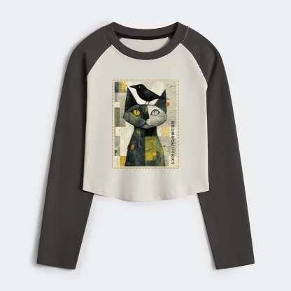 Tokyo-Tiger The Cat And The Crow Are Planning To Rule The World Women's Crop Raglan T-Shirt