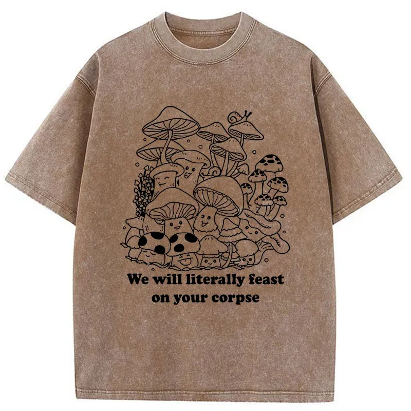 Tokyo-Tiger Funny Mushroom Washed T-Shirt