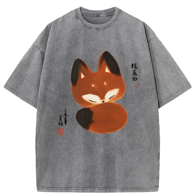 Tokyo-Tiger Cute Fox Washed T-Shirt