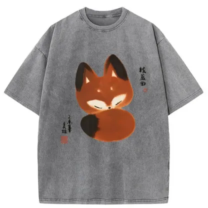 Tokyo-Tiger Cute Fox Washed T-Shirt