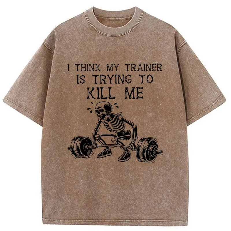 Tokyo-Tiger Gym Instructor Funny Washed T-Shirt Sale