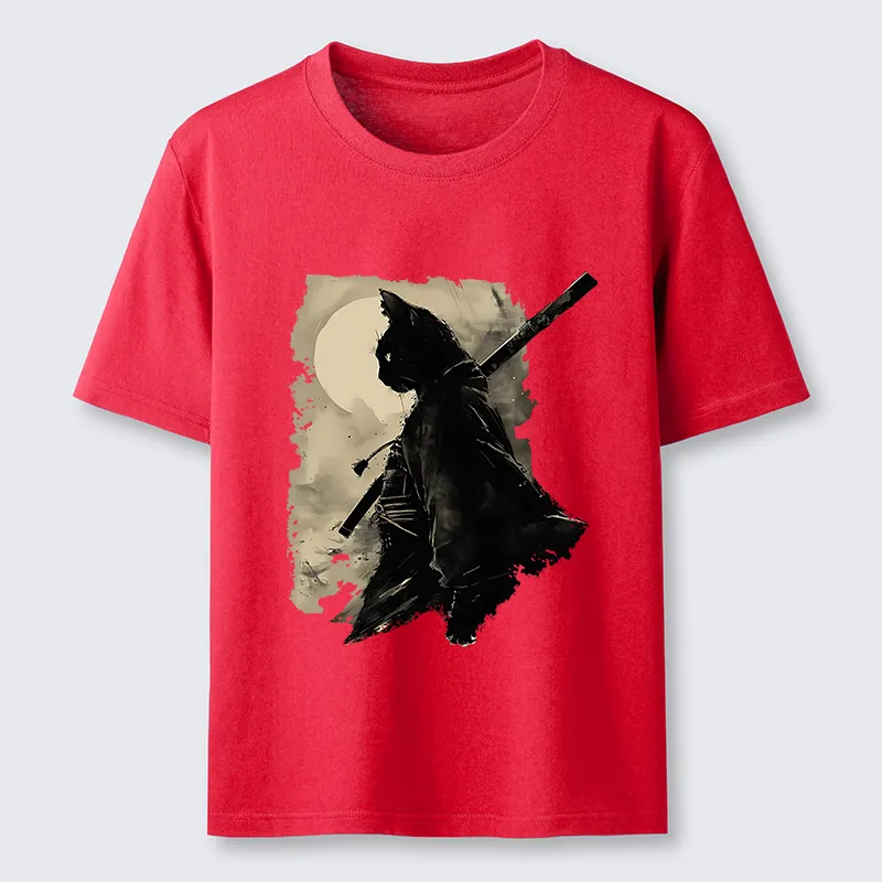 Tokyo-Tiger Under The Moon Cat Samurai Classic T-Shirt