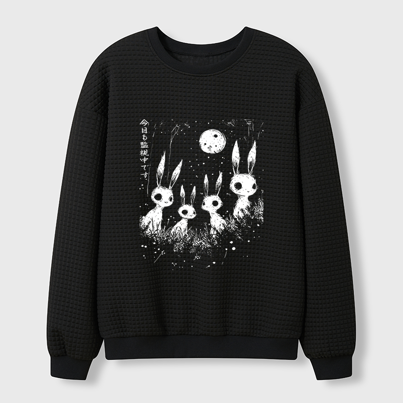 Tokyo-Tiger Rabbit Is Watching You Waffle Sweatshirt