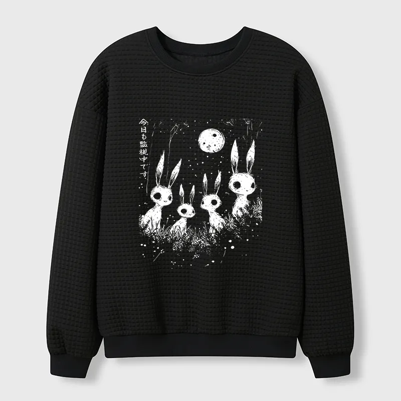 Tokyo-Tiger Rabbit Is Watching You Waffle Sweatshirt