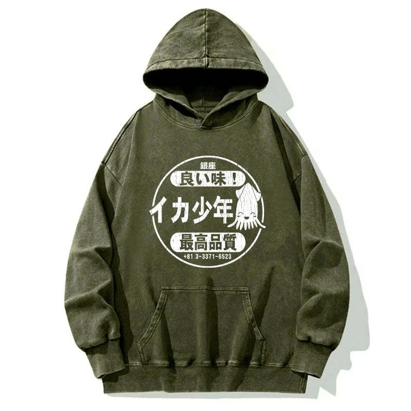 Tokyo-Tiger Ika Squid Boy Restaurant Washed Hoodie Sale