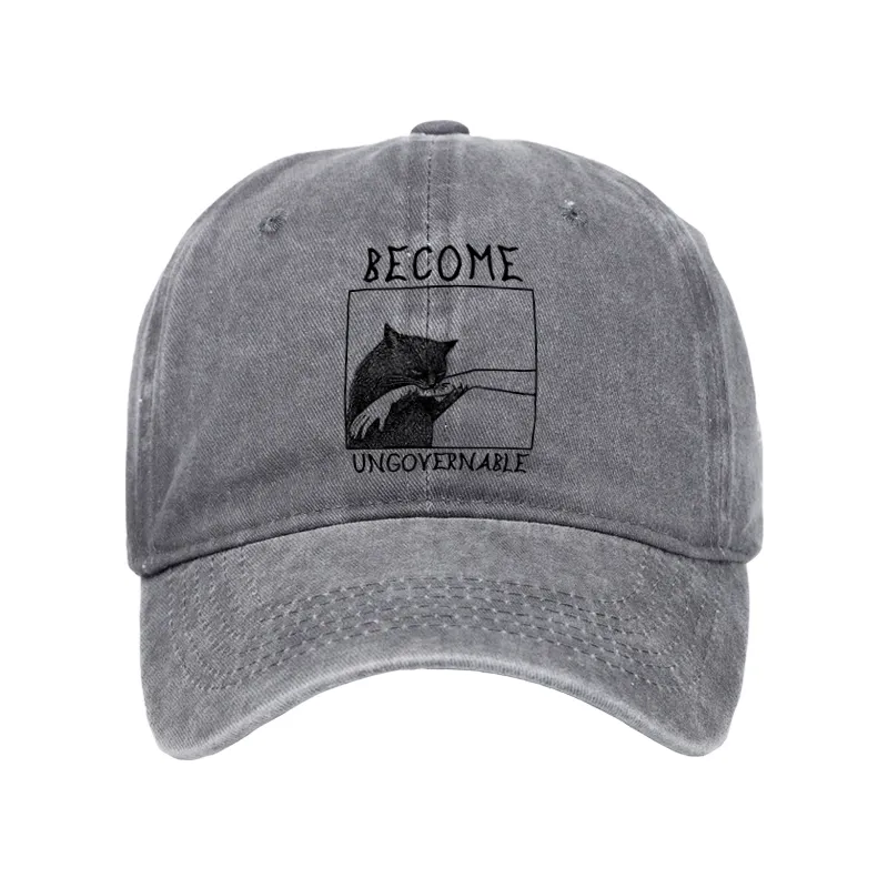 Tokyo-Tiger Cat Biting Arm Washed Cap