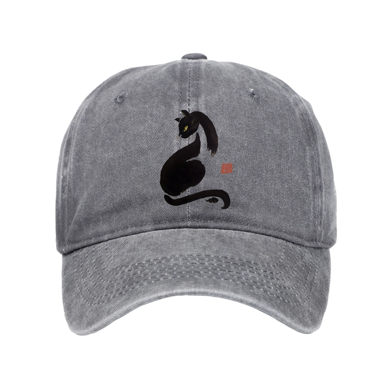 Tokyo-Tiger Elegant Black Cat Japan Washed Cap