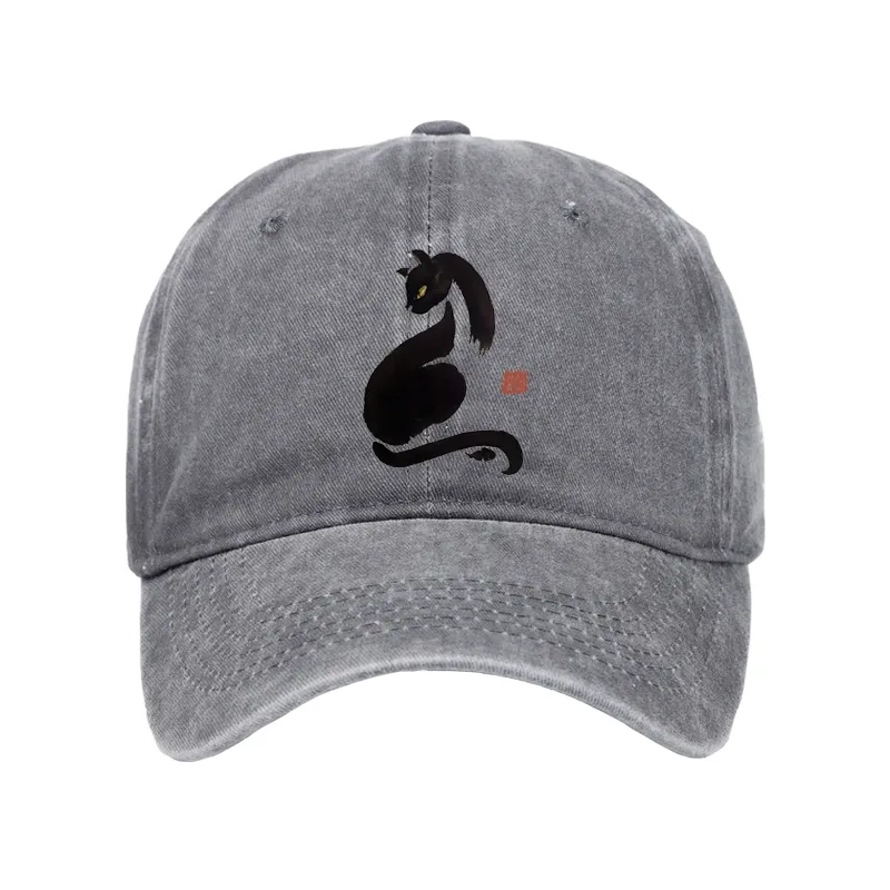 Tokyo-Tiger Elegant Black Cat Japan Washed Cap