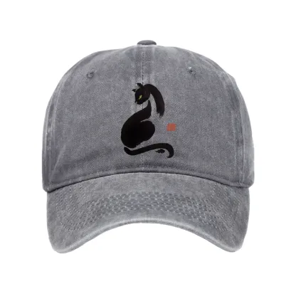 Tokyo-Tiger Elegant Black Cat Japan Washed Cap