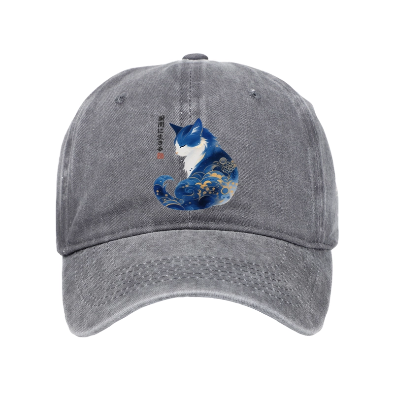 Tokyo-Tiger Retro Zen Cat: Living the Present Washed Cap