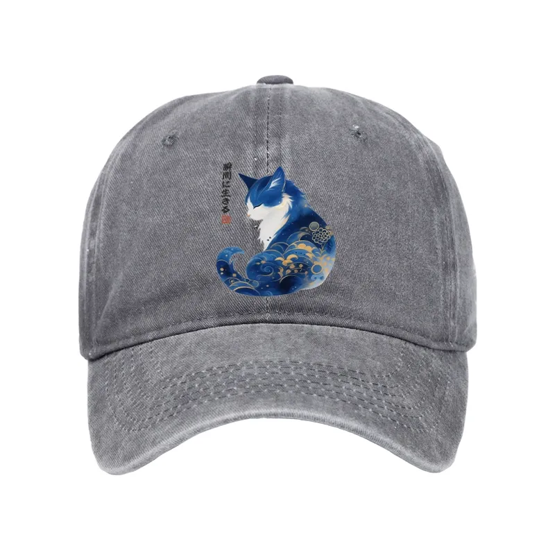 Tokyo-Tiger Retro Zen Cat: Living the Present Washed Cap