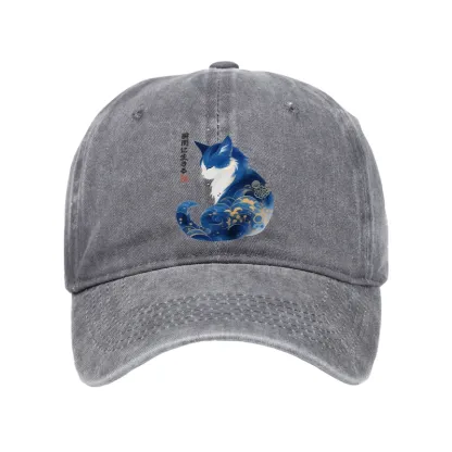 Tokyo-Tiger Retro Zen Cat: Living the Present Washed Cap