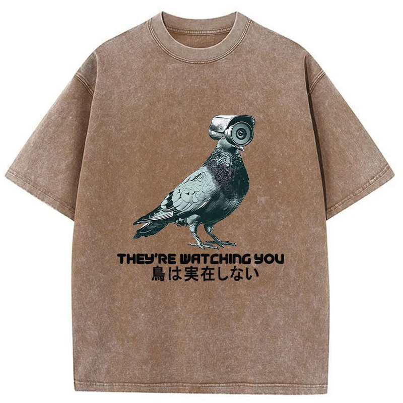 Tokyo-Tiger Birds Aren't Real Funny Washed T-Shirt